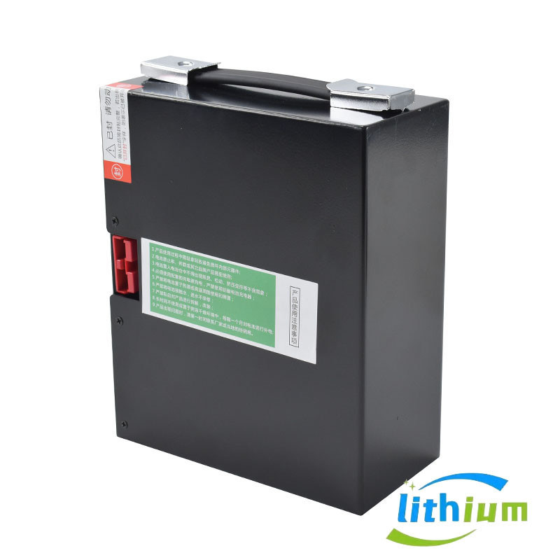 Baterai Forklift Listrik Hitam Lithium Ion 48V 17585 Baterai Siklus Panjang Kapasitas Tinggi 210mm untuk Penanganan Material